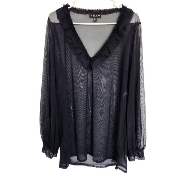SHAN Swimsuit Cover-up Black Sheer 14 Beach Resortwear Vacation Coastal Summer - Picture 1 of 8